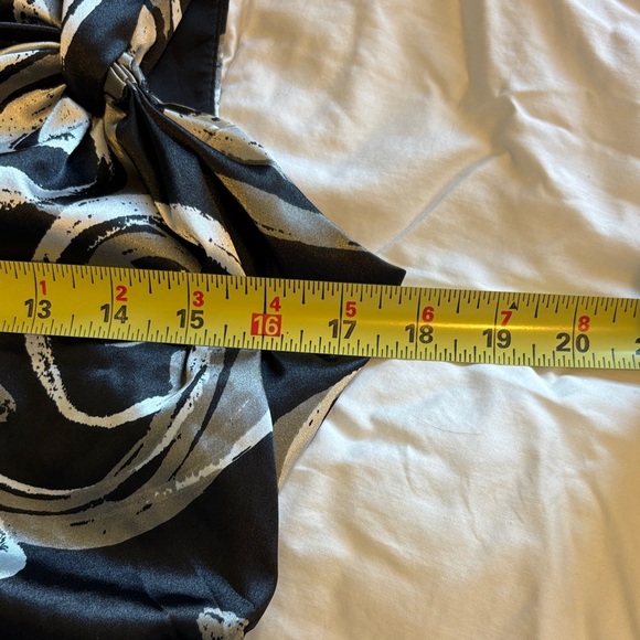Asymmetrical Black and Silver Satin Swirl Dress size 14 - Picture 9 of 10
